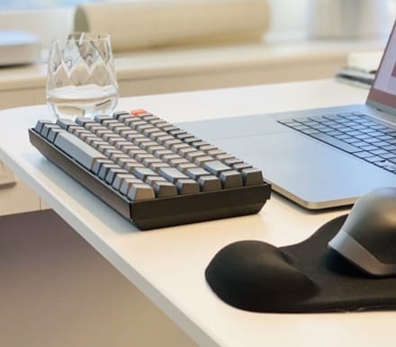 Typemaster keyboard viewed from the side